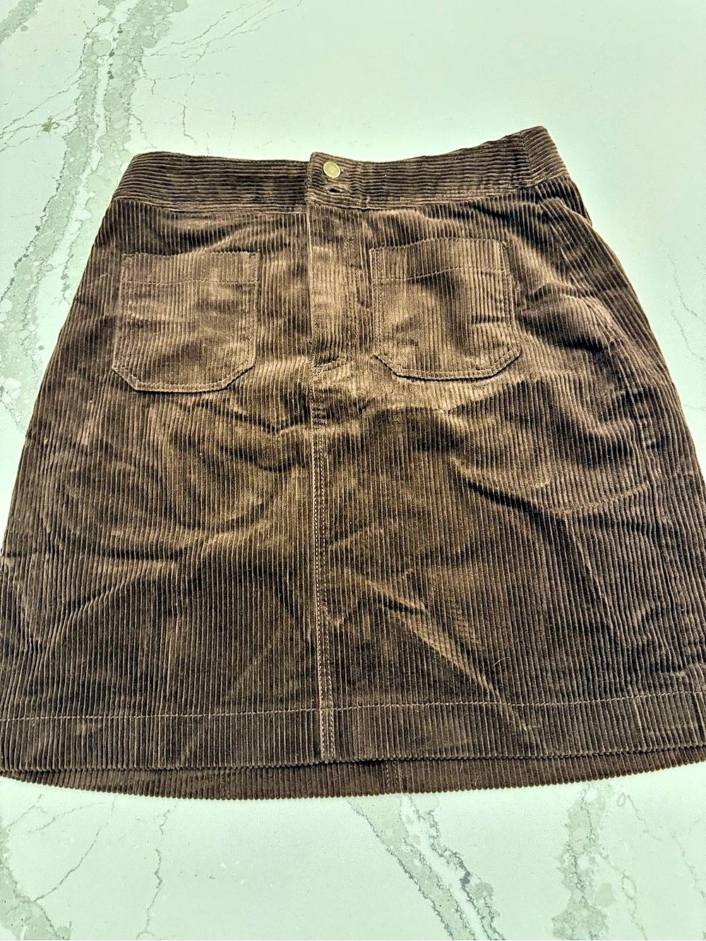 LOFT Corduroy Mini Pocket Skirt Brown
